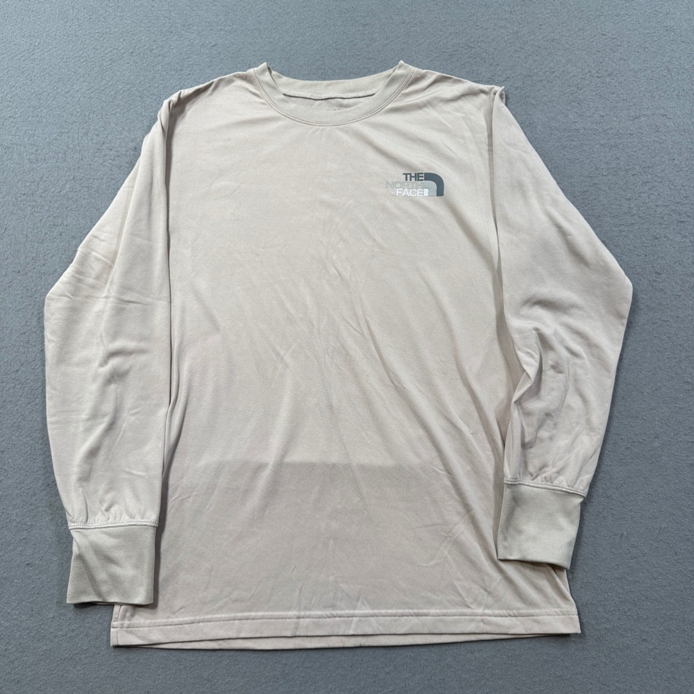 The North Face T-Shirt Men's Small Beige Loose Fit Long Sleeve Hiking Outdoor